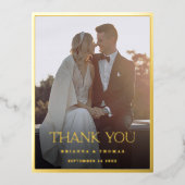 Elegant Modern Gold Wedding Vielen Dank Postcard Folie Einladungspostkarte (Vorderseite)