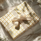 Elegant Modern Gold Weißer Marokkanischer Trellis Geschenkpapier