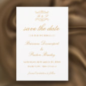Elegant Modern Gold & White Monogram Wedding Save The Date