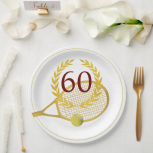 Elegant Modern Gold White Tennis 60. Geburtstag Pappteller