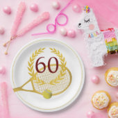 Elegant Modern Gold White Tennis 60. Geburtstag Pappteller (Party)