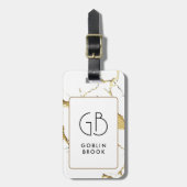 Elegant Modern Golden Veins Marble Pattern Name Gepäckanhänger (Vorderseite vertikal)