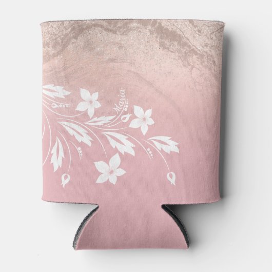 Elegant modern gradient rose gold glitter floral dosenkühler (Vorderseite)
