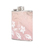 Elegant modern gradient rose gold glitter floral flachmann (Links)