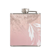 Elegant modern gradient rose gold glitter floral flachmann (Rückseite)