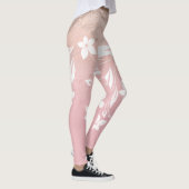 Elegant modern gradient rose gold glitter floral leggings (Rechts)