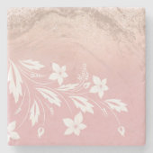 Elegant modern gradient rose gold glitter floral steinuntersetzer (Vorderseite)