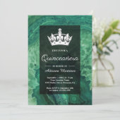 Elegant Modern Green Agate Quinceanera Einladung (Stehend Vorderseite)