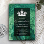 Elegant Modern Green Agate Quinceanera Einladung