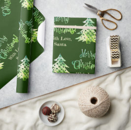Elegant Modern Green Christmas Tree Chic Geschenkpapier