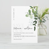 ELEGANT MODERN GREEN EUCALYPTUS FOLIAGE WATERCOLOR SAVE THE DATE (Stehend Vorderseite)