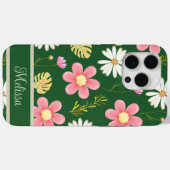 Elegant Modern Green Pink Floral Case-Mate iPhone Hülle (Rückseite (Horizontal))