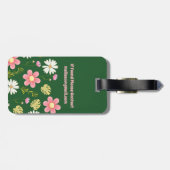 Elegant Modern Green Pink Floral Gepäckanhänger (Rückseite horizontal)