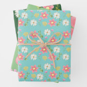 Elegant Modern Green Pink Floral Geschenkpapier Set (Beispiel)