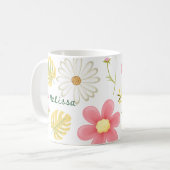 Elegant Modern Green Pink Floral Kaffeetasse (Vorderseite Links)