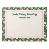 Elegant Modern Green Pink Floral Notizblock (Vorderseite)