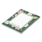 Elegant Modern Green Pink Floral Notizblock (Rotiert)