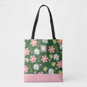 Elegant Modern Green Pink Floral Tasche (Vorderseite)