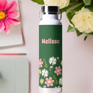 Elegant Modern Green Pink Floral Trinkflasche