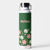 Elegant Modern Green Pink Floral Trinkflasche (Rückseite)