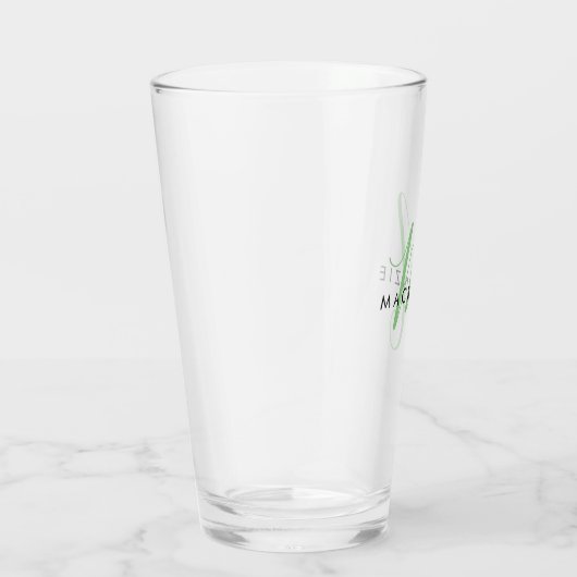 Elegant Modern Green Script Monogram Glas (Rechts)