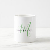 Elegant Modern Green Script Monogram Kaffeetasse (Mittel)