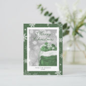 Elegant Modern Green Snowflake Frohe Weihnachten (Stehend Vorderseite)
