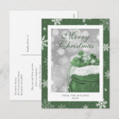 Elegant Modern Green Snowflake Frohe Weihnachten (Vorne/Hinten)