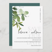 ELEGANT MODERN GREEN WHITE EUCALYPTUS WATERCOLOR SAVE THE DATE (Vorne/Hinten)