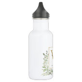 Elegant Modern Greenery Gold Monogram Edelstahlflasche (Links)