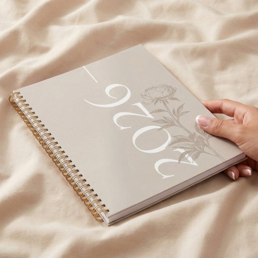 Elegant Modern Hand-Drawn Sketch Floral Organize Planer