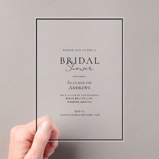 Elegant, modern, Handschrift, Brautparty Acryleinladungen (Insitu (Handheld))