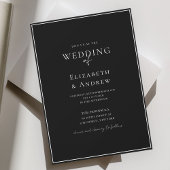 Elegant, modern, Handschrift, Schwarze Hochzeit Einladung