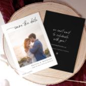 Elegant Modern Handwriting Black and White Wedding Save The Date