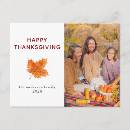 Elegant Modern Happy Thanksgiving Autumn Photo Feiertagspostkarte