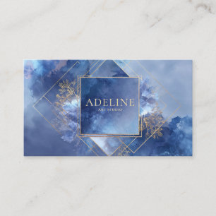 Elegant Modern Himmelblau Gold Geometrisch Visitenkarte