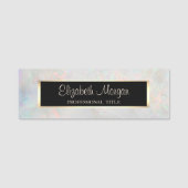 Elegant, modern, holografisch, opal weiß namensschild (Vorderseite)