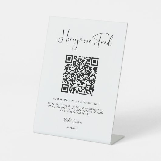 Elegant & Modern Honeymoon-Fonds QR-Code Sockelschild (Vorderseite)