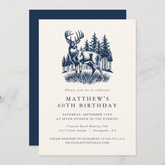 Elegant Modern Hunter Birthday Party Invitation Einladung (Vorne/Hinten)