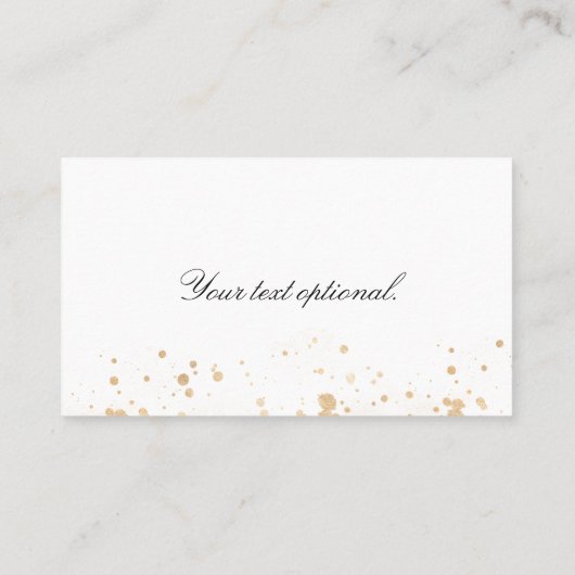 Elegant Modern in Weiß Gold Splash Platzkarte (Rückseite)