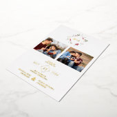 Elegant Modern Initials Floral Diamond 2 Photos Folieneinladung (Gedreht)