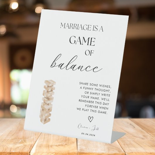 Elegant Modern Jenga Gästebuch Wedding Sign Sockelschild
