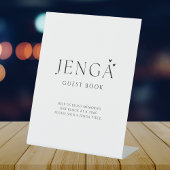 Elegant Modern Jenga Gästebuch Wedding Sign Sockelschild