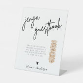 Elegant Modern Jenga Gästebuch Wedding Sign Sockelschild (Vorderseite)
