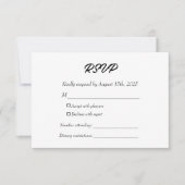 Elegant Modern Kindly Reply Black and White Formal RSVP Karte (Vorderseite)