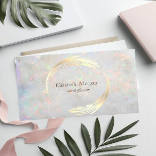 Elegant modern Kreis Veilchen,Gold,Weiß Opal Visitenkarte