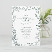 Elegant Modern Leaf Emerald Green 50. Geburtstag Einladung (Stehend Vorderseite)