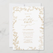 Elegant Modern Leaf Gold 50. Geburtstag Einladung (Vorderseite)