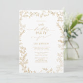 Elegant Modern Leaf Gold 50. Geburtstag Einladung (Stehend Vorderseite)