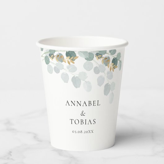 Elegant Modern Leafy Pappbecher (Rückseite)